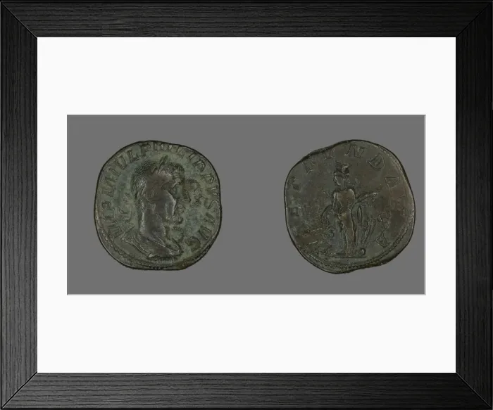 Framed Print : Sestertius (Coin) Portraying Philip the Arab, 244-249. Creator: Unknown Framed Print : Sestertius (Coin) Portraying Philip the Arab, 244-249. Creator: Unknown