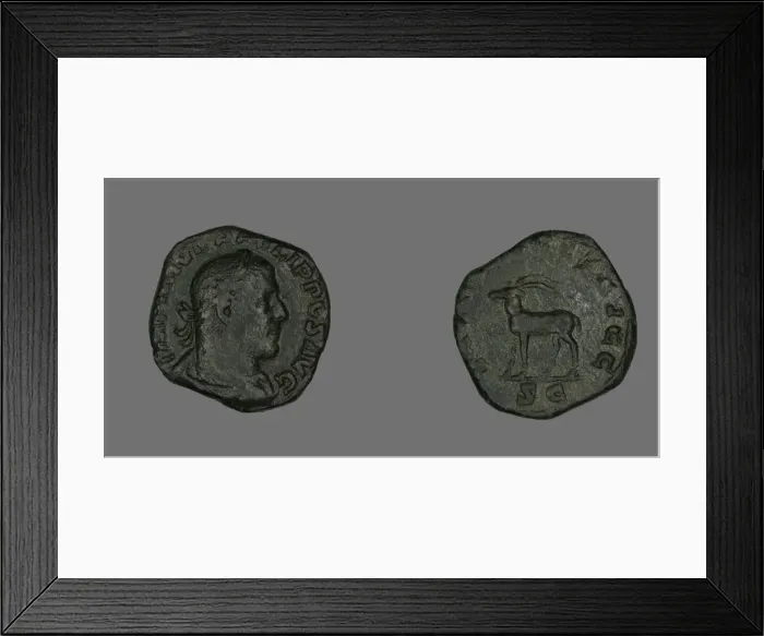 Framed Print : Sestertius (Coin) Portraying Philip the Arab, 248. Creator: Unknown Framed Print : Sestertius (Coin) Portraying Philip the Arab, 248. Creator: Unknown