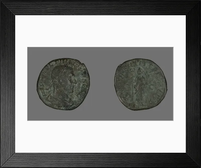Framed Print : Sestertius (Coin) Portraying Philip the Arab, 247. Creator: Unknown Framed Print : Sestertius (Coin) Portraying Philip the Arab, 247. Creator: Unknown