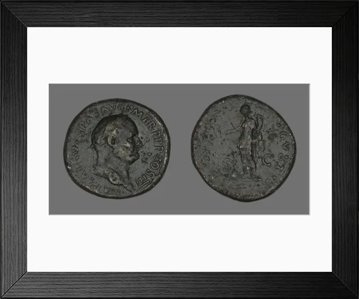 Framed Print : Sestertius (Coin) Portraying Emperor Vespasian, 69-79. Creator: Unknown Framed Print : Sestertius (Coin) Portraying Emperor Vespasian, 69-79. Creator: Unknown