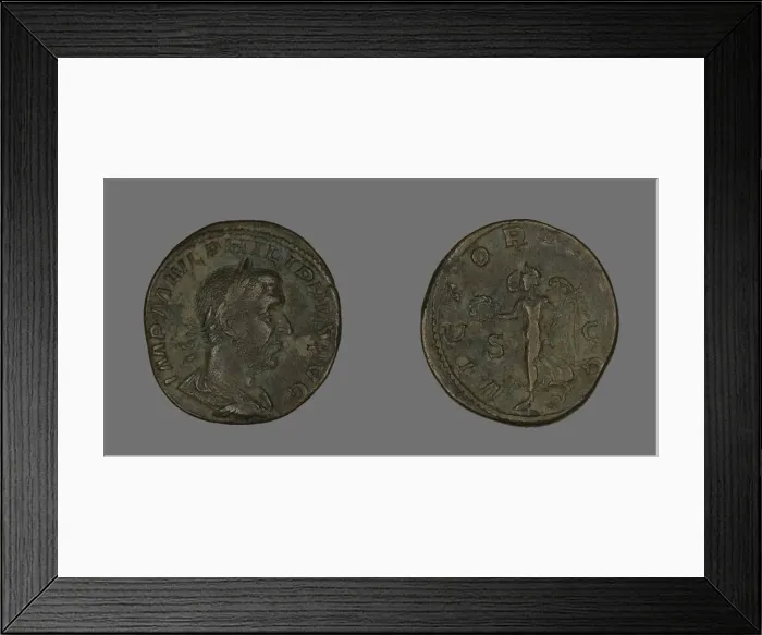Framed Print : Sestertius (Coin) Portraying Philip the Arab, 244-247. Creator: Unknown Framed Print : Sestertius (Coin) Portraying Philip the Arab, 244-247. Creator: Unknown