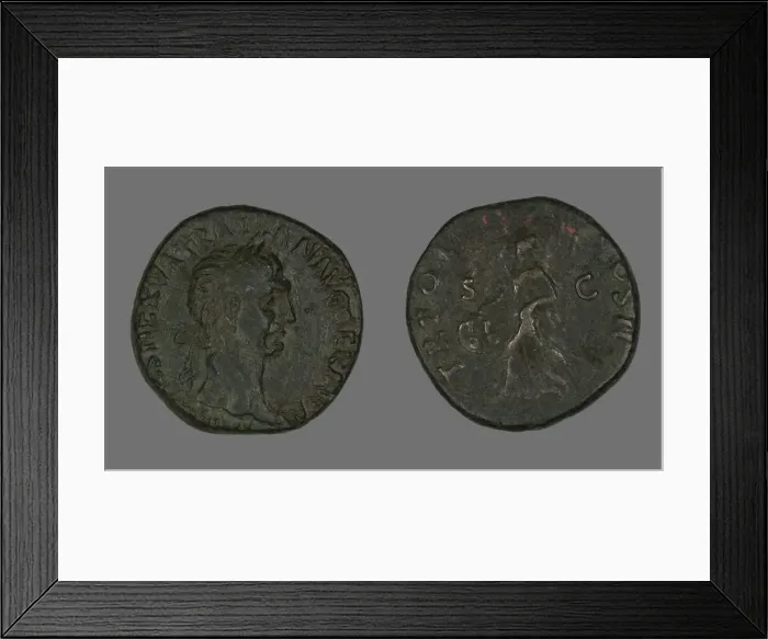 Framed Print : Sestertius (Coin) Portraying Emperor Trajan, Roman Period, 98-117. Creator: Unknown Framed Print : Sestertius (Coin) Portraying Emperor Trajan, Roman Period, 98-117. Creator: Unknown