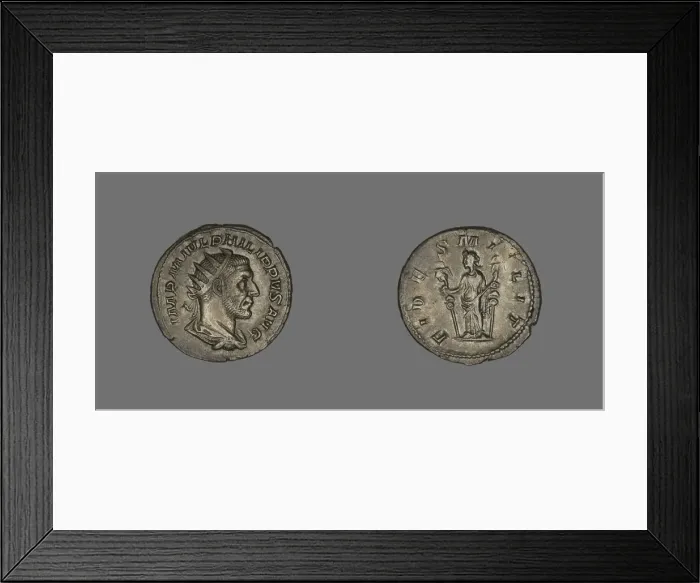 Framed Print : Denarius (Coin) Portraying King Philip II, 244-247. Creator: Unknown Framed Print : Denarius (Coin) Portraying King Philip II, 244-247. Creator: Unknown