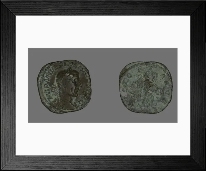 Framed Print : Sestertius (Coin) Portraying Philip the Arab, 244-247. Creator: Unknown Framed Print : Sestertius (Coin) Portraying Philip the Arab, 244-247. Creator: Unknown