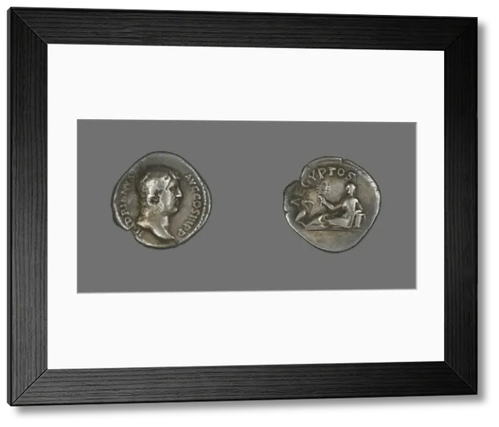 Framed Print : Denarius (Coin) Portraying Emperor Hadrian, 134-138. Creator: Unknown Framed Print : Denarius (Coin) Portraying Emperor Hadrian, 134-138. Creator: Unknown