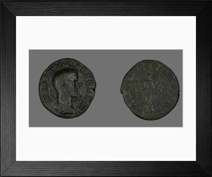 Framed Print : Sestertius (Coin) Portraying Emperor Maximus, 236-238. Creator: Unknown Framed Print : Sestertius (Coin) Portraying Emperor Maximus, 236-238. Creator: Unknown