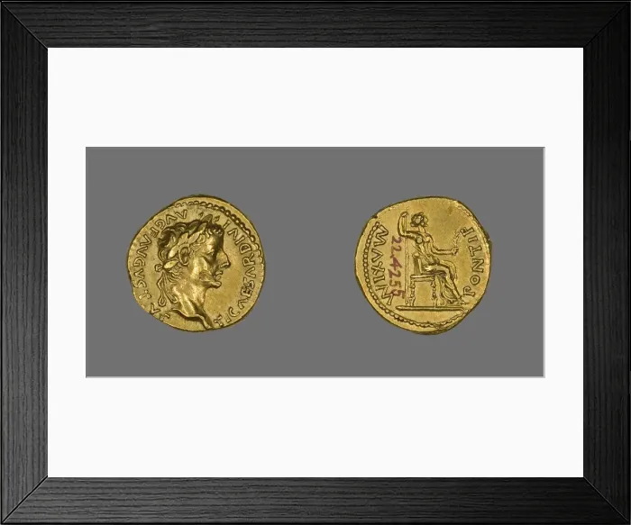 Framed Print : Aureus (Coin) Portraying Emperor Tiberius, 26-37. Creator: Unknown Framed Print : Aureus (Coin) Portraying Emperor Tiberius, 26-37. Creator: Unknown