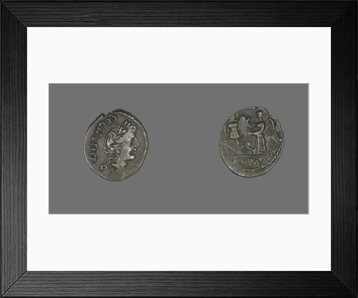 Framed Print : Quinarius (Coin) Depicting the God Apollo, about 97 BCE. Creator: Unknown Framed Print : Quinarius (Coin) Depicting the God Apollo, about 97 BCE. Creator: Unknown
