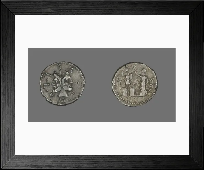 Framed Print : Denarius (Coin) Depicting the God Janus, 119 BCE. Creator: Unknown Framed Print : Denarius (Coin) Depicting the God Janus, 119 BCE. Creator: Unknown
