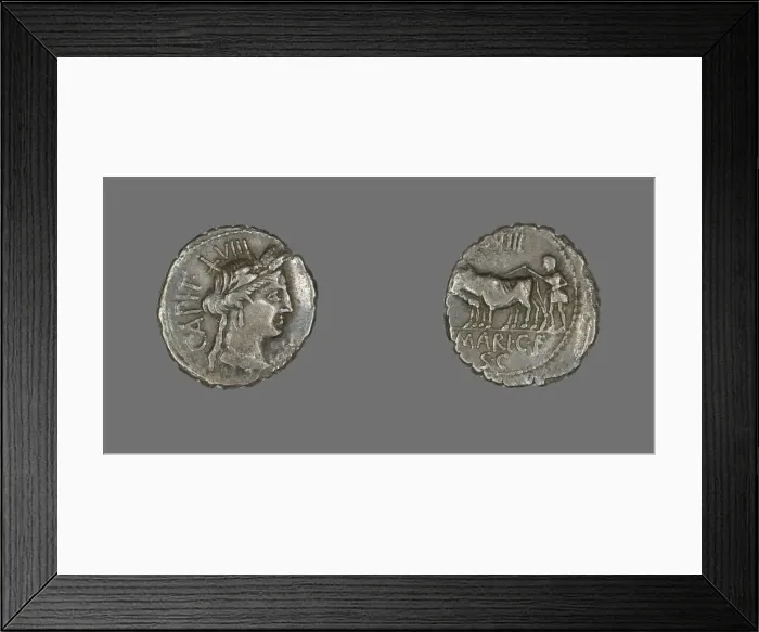 Framed Print : Denarius (Coin) Depicting the Goddess Ceres, 81 BCE. Creator: Unknown Framed Print : Denarius (Coin) Depicting the Goddess Ceres, 81 BCE. Creator: Unknown