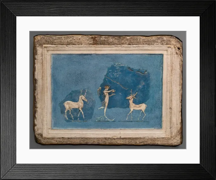 Framed Print : Relief Fragments Depicting a Winged Woman and Two Deer, Early 1st century Framed Print : Relief Fragments Depicting a Winged Woman and Two Deer, Early 1st century