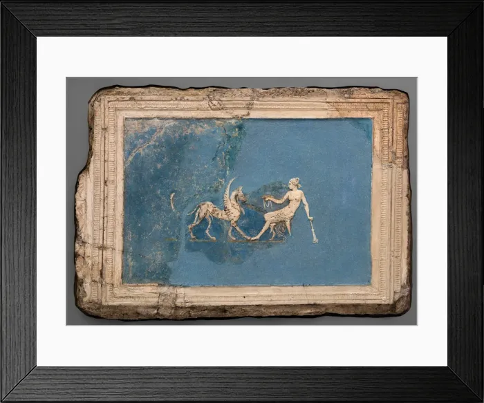 Framed Print : Relief Fragments Depicting a Seated Woman and a Griffin, Early 1st century Framed Print : Relief Fragments Depicting a Seated Woman and a Griffin, Early 1st century
