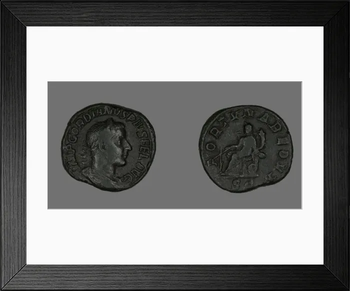 Framed Print : Sestertius (Coin) Portraying Emperor Gordianus, 238-244. Creator: Unknown Framed Print : Sestertius (Coin) Portraying Emperor Gordianus, 238-244. Creator: Unknown