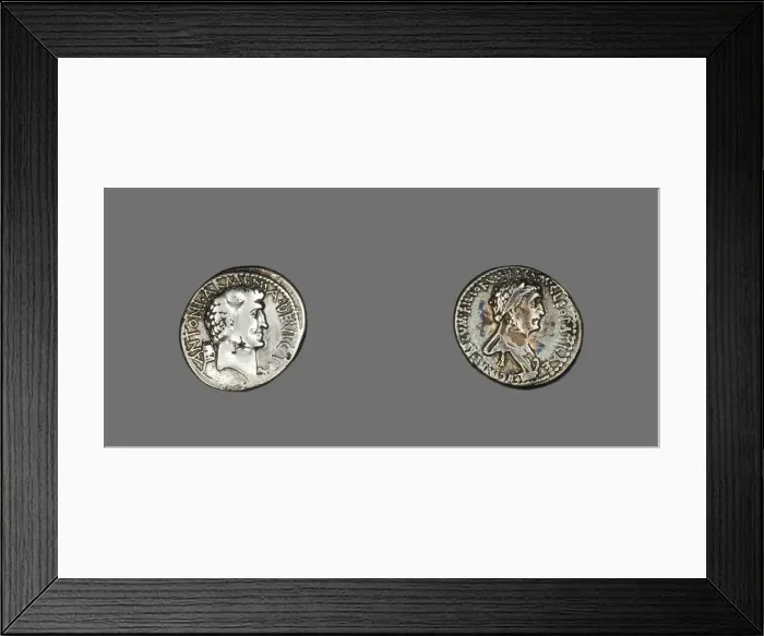 Framed Print : Denarius (Coin) Portraying Mark Antony and Queen Cleopatra VII, 37-33 BCE Framed Print : Denarius (Coin) Portraying Mark Antony and Queen Cleopatra VII, 37-33 BCE