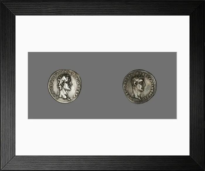 Framed Print : Denarius (Coin) Portraying Emperor Gaius (Caligula), 37-38. Creator: Unknown Framed Print : Denarius (Coin) Portraying Emperor Gaius (Caligula), 37-38. Creator: Unknown