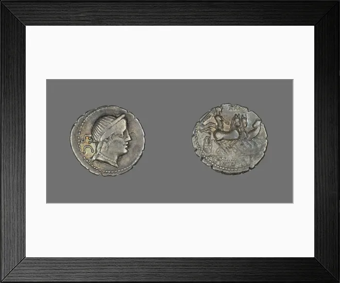 Framed Print : Denarius Serratus (Coin) Depicting the Goddess Venus, about 79 BCE. Creator: Unknown Framed Print : Denarius Serratus (Coin) Depicting the Goddess Venus, about 79 BCE. Creator: Unknown