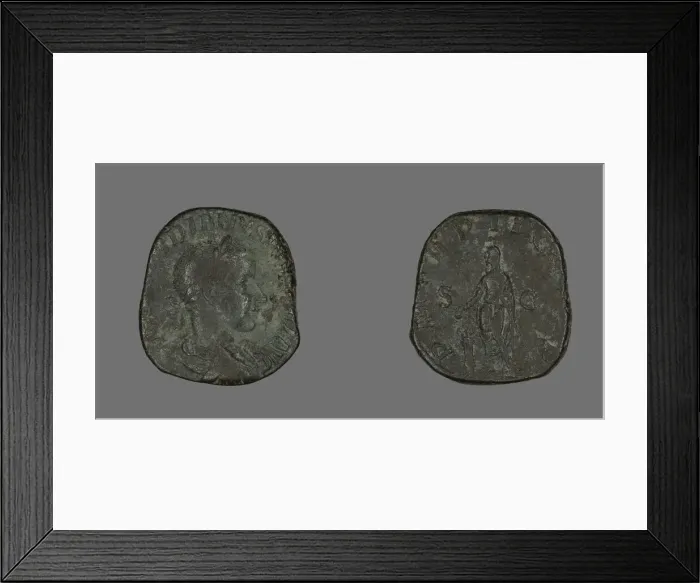 Framed Print : Sestertius (Coin) Portraying Emperor Gordianus, 238-244. Creator: Unknown Framed Print : Sestertius (Coin) Portraying Emperor Gordianus, 238-244. Creator: Unknown