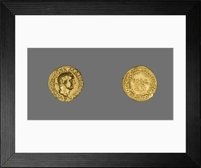 Framed Print : Aureus (Coin) Portraying Emperor Vitellius, 69 (late April-December). Creator: Unknown Framed Print : Aureus (Coin) Portraying Emperor Vitellius, 69 (late April-December). Creator: Unknown