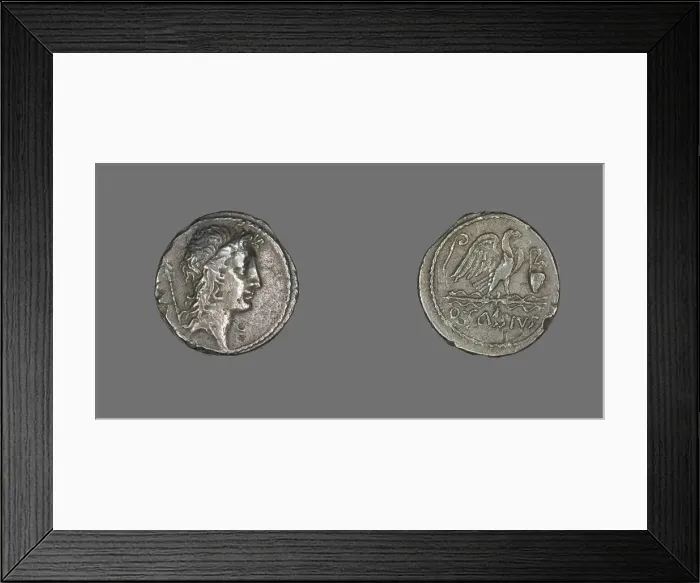 Framed Print : Denarius (Coin) Depicting the Genius Populi Romani, about 55 BCE. Creator: Unknown Framed Print : Denarius (Coin) Depicting the Genius Populi Romani, about 55 BCE. Creator: Unknown