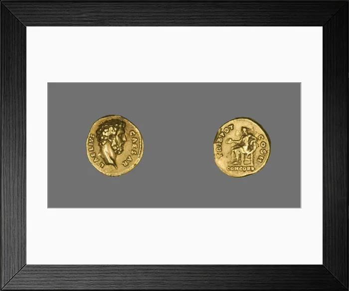 Framed Print : Aureus (Coin) Portraying Lucius Aelius Caesar, 138. Creator: Unknown Framed Print : Aureus (Coin) Portraying Lucius Aelius Caesar, 138. Creator: Unknown