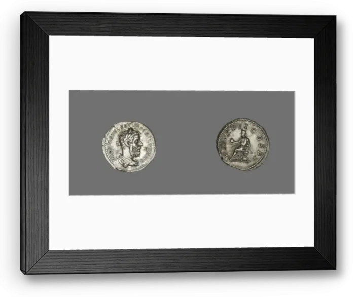 Framed Print : Denarius (Coin) Portraying Macrinus, 217 (December). Creator: Unknown Framed Print : Denarius (Coin) Portraying Macrinus, 217 (December). Creator: Unknown