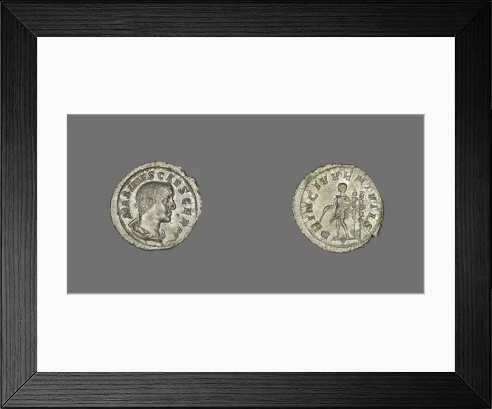 Framed Print : Denarius (Coin) Portraying the Emperor Maximus, late 235-early 236. Creator: Unknown Framed Print : Denarius (Coin) Portraying the Emperor Maximus, late 235-early 236. Creator: Unknown
