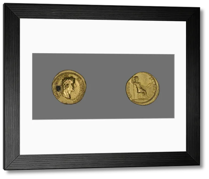 Framed Print : Aureus (Coin) Portraying Emperor Tiberius, 14-37. Creator: Unknown Framed Print : Aureus (Coin) Portraying Emperor Tiberius, 14-37. Creator: Unknown