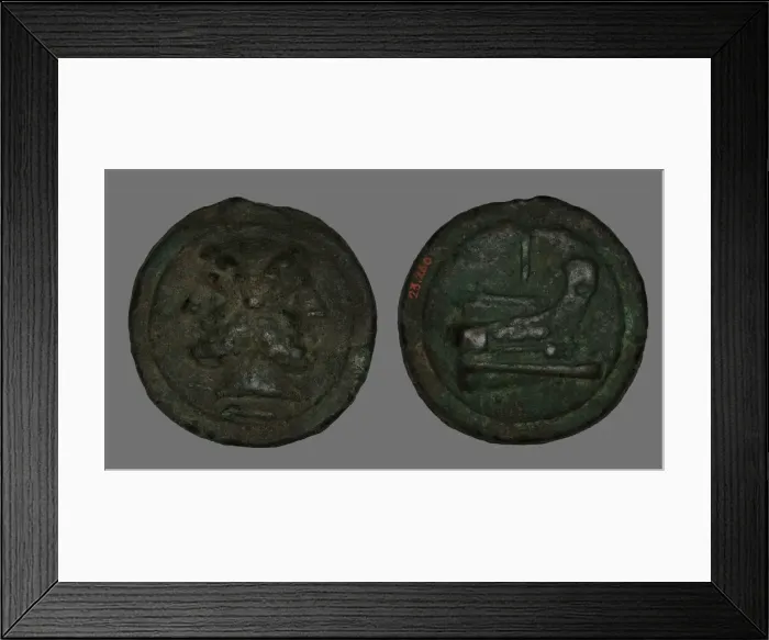 Framed Print : As (Coin) Depicting the God Janus, 225-217 BCE. Creator: Unknown Framed Print : As (Coin) Depicting the God Janus, 225-217 BCE. Creator: Unknown
