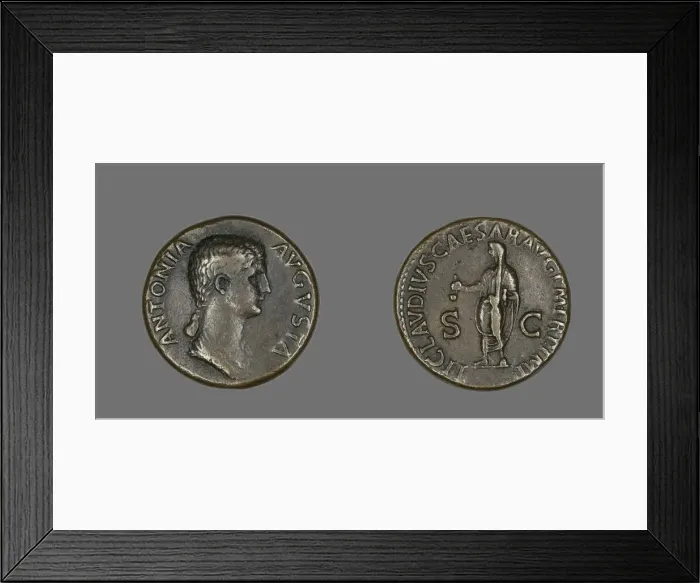 Framed Print : Dupondius (Coin) Portraying Antonia, 50-54. Creator: Unknown Framed Print : Dupondius (Coin) Portraying Antonia, 50-54. Creator: Unknown