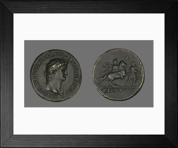 Framed Print : Sestertius (Coin) Portraying Emperor Nero, 54-69. Creator: Unknown Framed Print : Sestertius (Coin) Portraying Emperor Nero, 54-69. Creator: Unknown