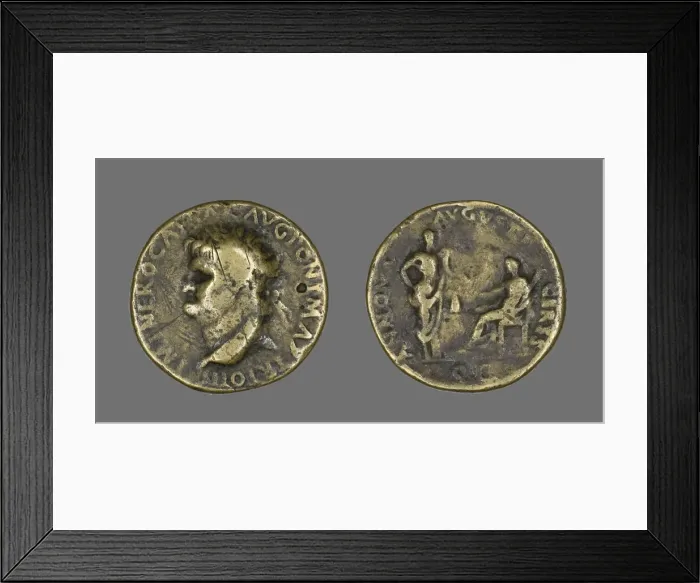 Framed Print : Sestertius (Coin) Portraying Emperor Nero, 54-68. Creator: Unknown Framed Print : Sestertius (Coin) Portraying Emperor Nero, 54-68. Creator: Unknown