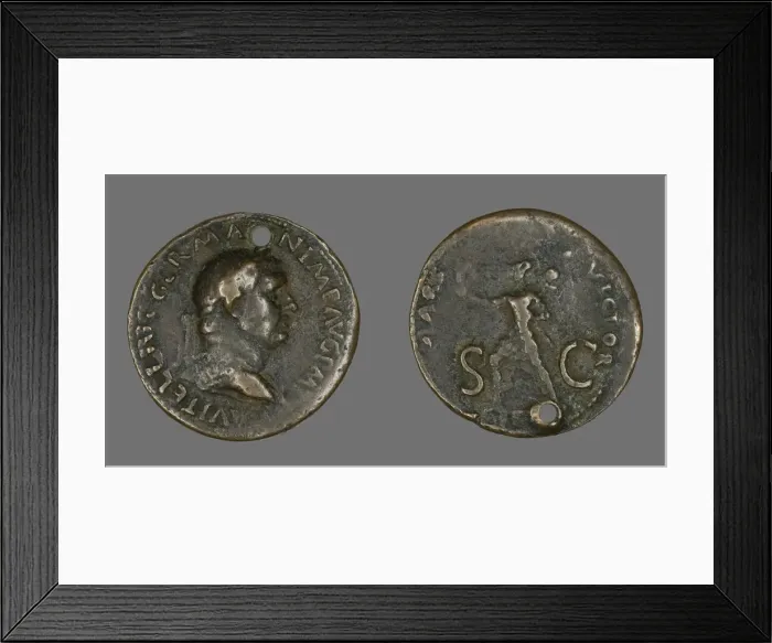 Framed Print : Sestertius (Coin) Portraying Emperor Vitellius, 69. Creator: Unknown Framed Print : Sestertius (Coin) Portraying Emperor Vitellius, 69. Creator: Unknown