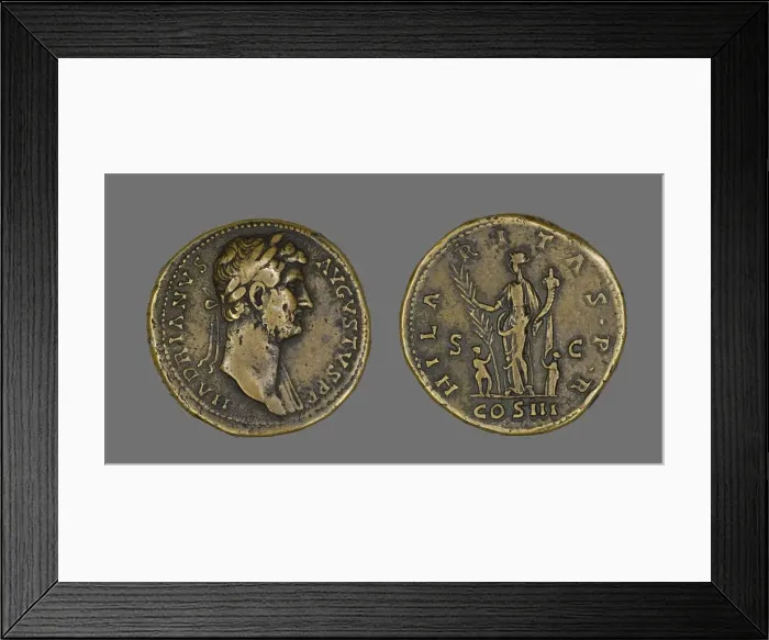Framed Print : Coin Portraying Emperor Hadrian, 117-138. Creator: Unknown Framed Print : Coin Portraying Emperor Hadrian, 117-138. Creator: Unknown