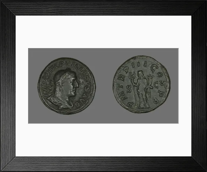 Framed Print : Sestertius (Coin) Portraying King Philip I, 246. Creator: Unknown Framed Print : Sestertius (Coin) Portraying King Philip I, 246. Creator: Unknown