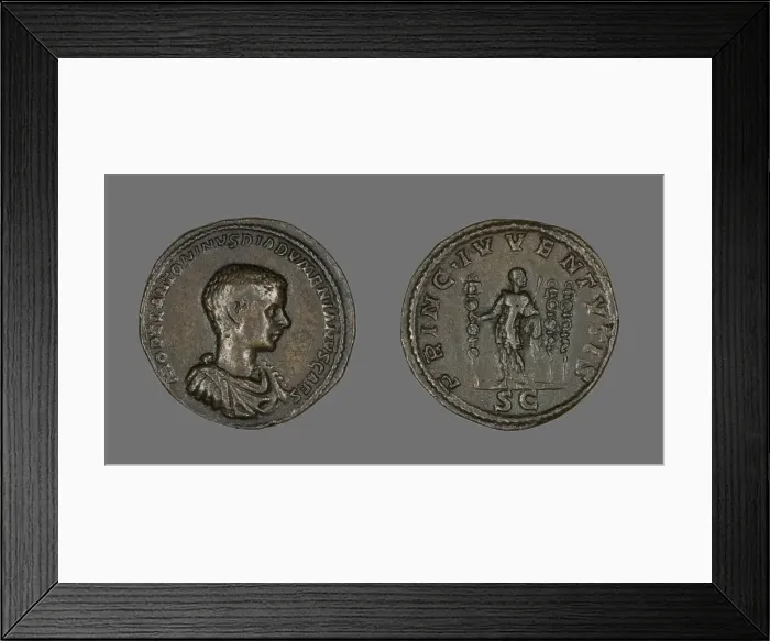 Framed Print : Coin Portraying Emperor Diadumenian, 208-217. Creator: Unknown