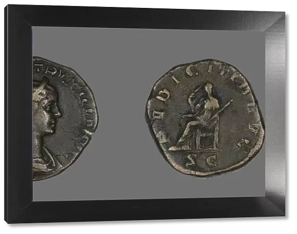 Sestertius (Coin) Portraying Empress Herennia Etruscilla, 249-251. Creator: Unknown