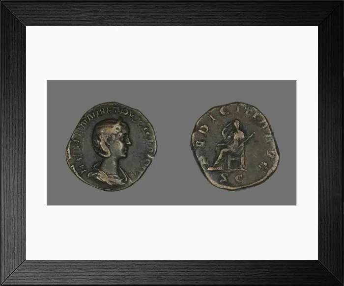 Framed Print : Sestertius (Coin) Portraying Empress Herennia Etruscilla, 249-251. Creator: Unknown Framed Print : Sestertius (Coin) Portraying Empress Herennia Etruscilla, 249-251. Creator: Unknown