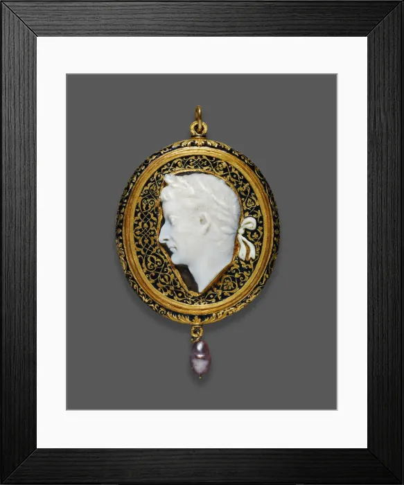 Framed Print : Cameo Portraying Tiberius, 14-37 (cameo); 1525-1550 (mount). Creator: Unknown Framed Print : Cameo Portraying Tiberius, 14-37 (cameo); 1525-1550 (mount). Creator: Unknown