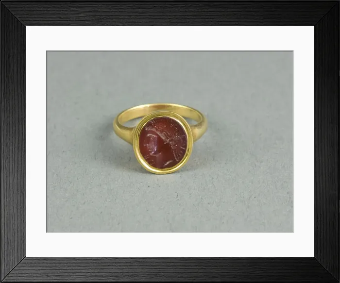 Framed Print : Finger Ring with Intaglio Depicting the Head of a Woman, (1st century?). Creator: Unknown Framed Print : Finger Ring with Intaglio Depicting the Head of a Woman, (1st century?). Creator: Unknown