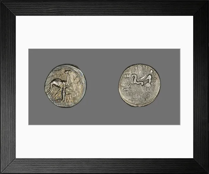 Framed Print : Denarius (Coin) Portraying King Aretas, 58 BCE. Creator: Unknown Framed Print : Denarius (Coin) Portraying King Aretas, 58 BCE. Creator: Unknown