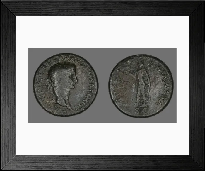 Framed Print : Sestertius (Coin) Portraying Emperor Claudius, 50-54. Creator: Unknown Framed Print : Sestertius (Coin) Portraying Emperor Claudius, 50-54. Creator: Unknown