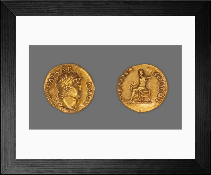 Framed Print : Aureus (Coin) Portraying Emperor Nero, December 67-December 68, issued by Nero Framed Print : Aureus (Coin) Portraying Emperor Nero, December 67-December 68, issued by Nero