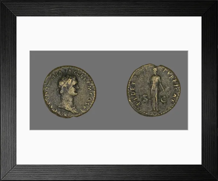Framed Print : Dupondius (Coin) Portraying Emperor Domitian, 85. Creator: Unknown Framed Print : Dupondius (Coin) Portraying Emperor Domitian, 85. Creator: Unknown