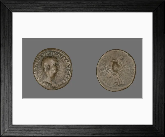 Framed Print : As (Coin) Portraying Emperor Trajan, 98-99. Creator: Unknown Framed Print : As (Coin) Portraying Emperor Trajan, 98-99. Creator: Unknown