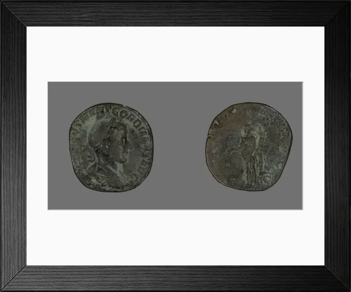 Framed Print : Sestertius (Coin) Portraying Emperor Gordianus, 240. Creator: Unknown Framed Print : Sestertius (Coin) Portraying Emperor Gordianus, 240. Creator: Unknown