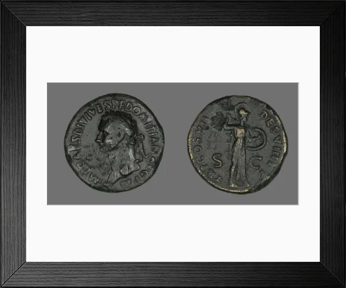 Framed Print : Sestertius (Coin) Portraying Emperor Domitian, 81. Creator: Unknown Framed Print : Sestertius (Coin) Portraying Emperor Domitian, 81. Creator: Unknown
