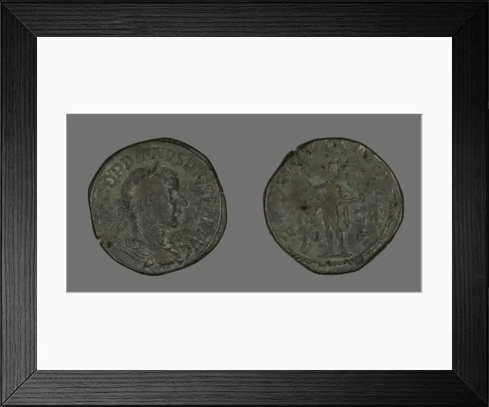 Framed Print : Sestertius (Coin) Portraying Emperor Gordianus, 241. Creator: Unknown Framed Print : Sestertius (Coin) Portraying Emperor Gordianus, 241. Creator: Unknown