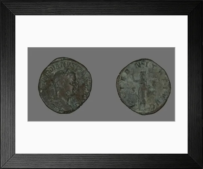 Framed Print : Sestertius (Coin) Portraying Emperor Gordianus, 241. Creator: Unknown Framed Print : Sestertius (Coin) Portraying Emperor Gordianus, 241. Creator: Unknown