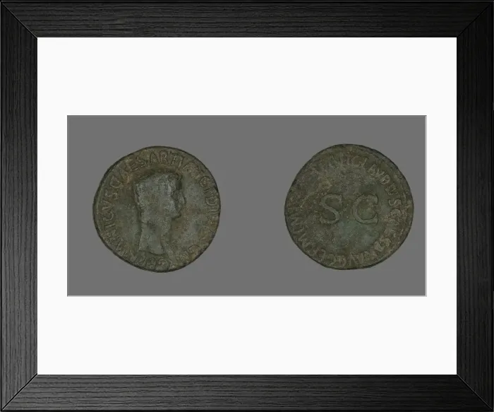 Framed Print : As (Coin) Portraying Germanicus, 50-54. Creator: Unknown Framed Print : As (Coin) Portraying Germanicus, 50-54. Creator: Unknown