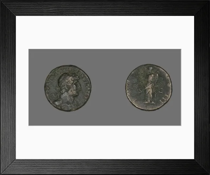 Framed Print : As (Coin) Portraying Emperor Hadrian, 119-125. Creator: Unknown Framed Print : As (Coin) Portraying Emperor Hadrian, 119-125. Creator: Unknown